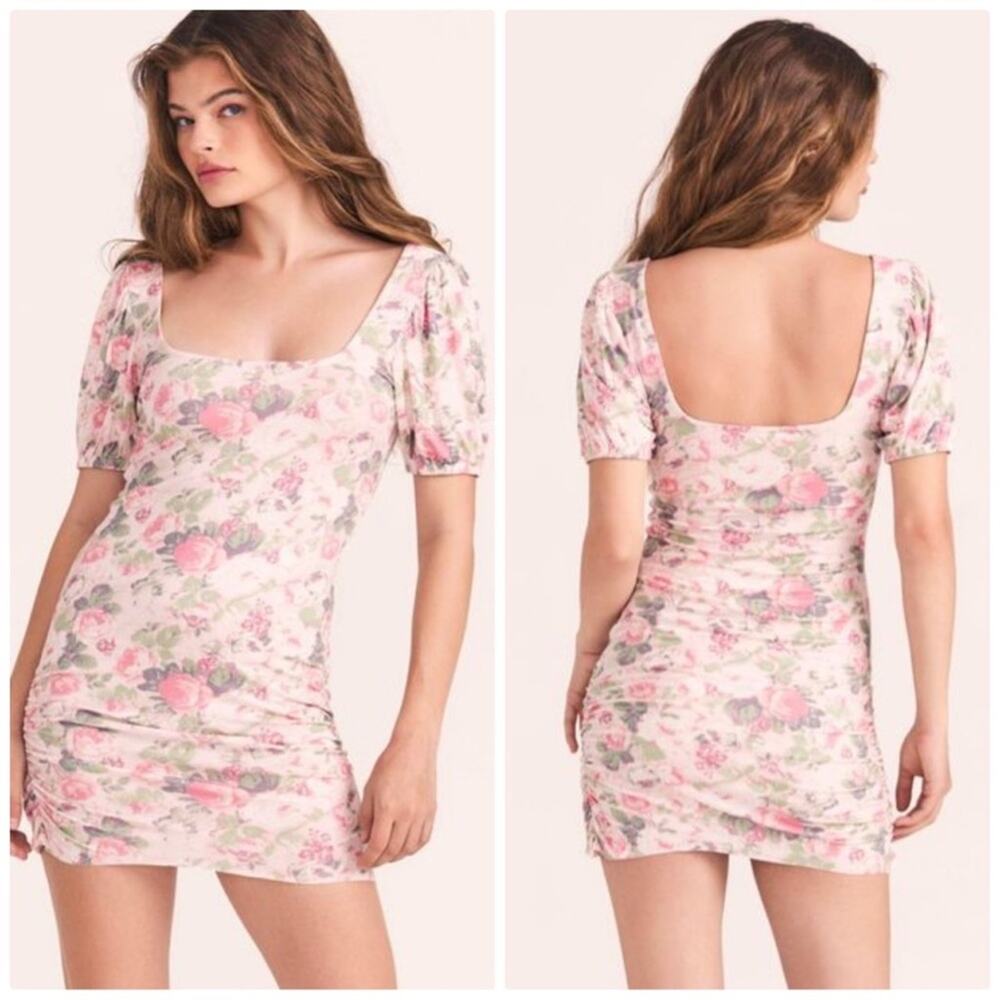 LoveShackFancy Women's Dalary Floral Scoop Neck Puffed Sleeve Dress Size Medium